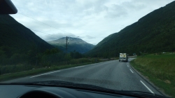 Driving to Rjukan, where the hike starts. Gaustatoppen is the mountain you see right there!